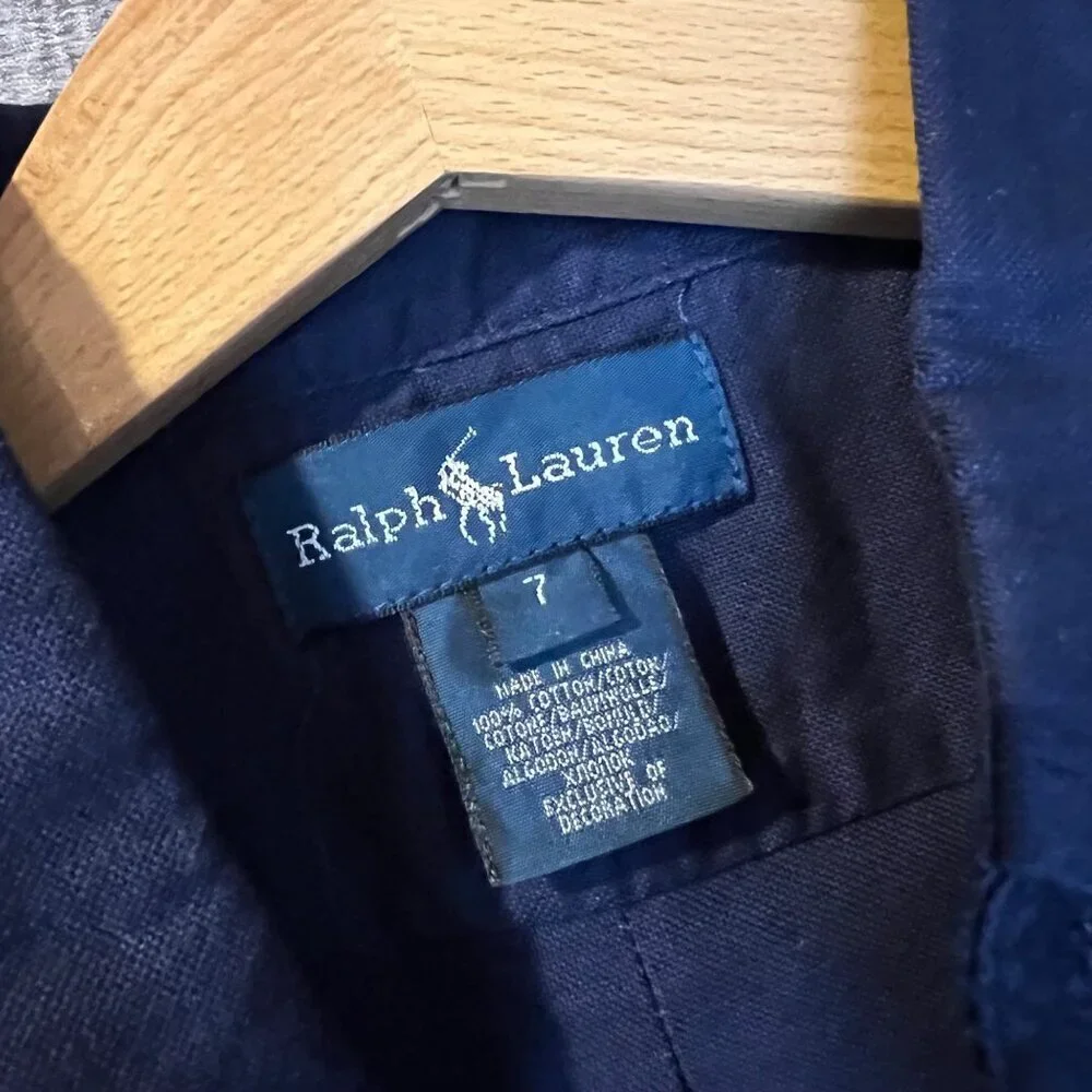 Ralph Lauren Boys‎ Navy & Red Button Down Oxford Shirt 7 Big Pony Logo Preppy